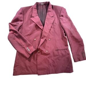 Raffinati Vintage Mens Burgundy Double Breasted Blazer Jacket Made in USA Peak